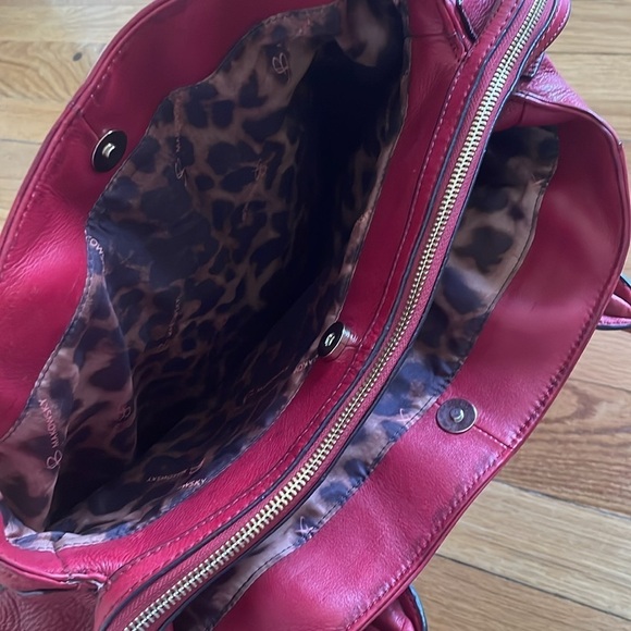 B Makowsky Red Leather Oversized Tote Shoulder Bag Handbag AS IS - Picture 7 of 9